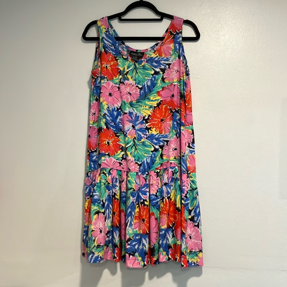 Vintage 80s Sleeveless Erika’s Place Dress Size Small Floral Retro